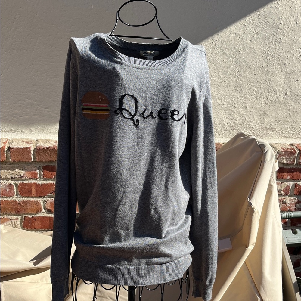 Ultra Flirt Gray 'Queen' Embroidered Sweater